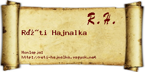 Réti Hajnalka névjegykártya